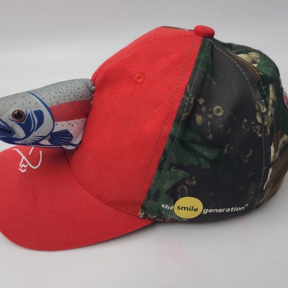 Mike Trout LA Angels 3D Plush Fish Camo Baseball Hat Red Adjustable Cap MLB 27 - Picture 4 of 7
